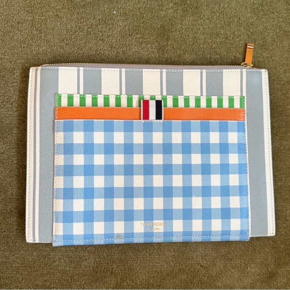 Thom Browne Striped & Gingham Clutch